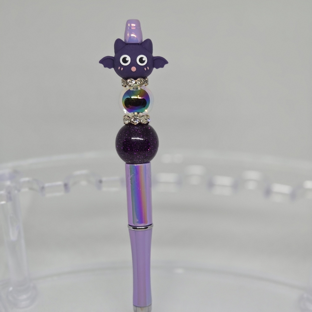 Purple and Black 3D Cute Bats Bling and Beaded Pencil or Pen